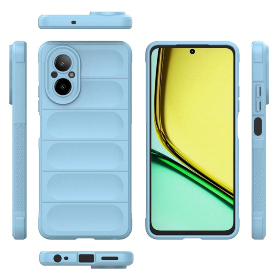 Husa pentru Realme C67 4G, SKYDDAR INNOVATION, Magic Shield, din Silicon Mat, set cu sticker, Bleu - 1 | YEO