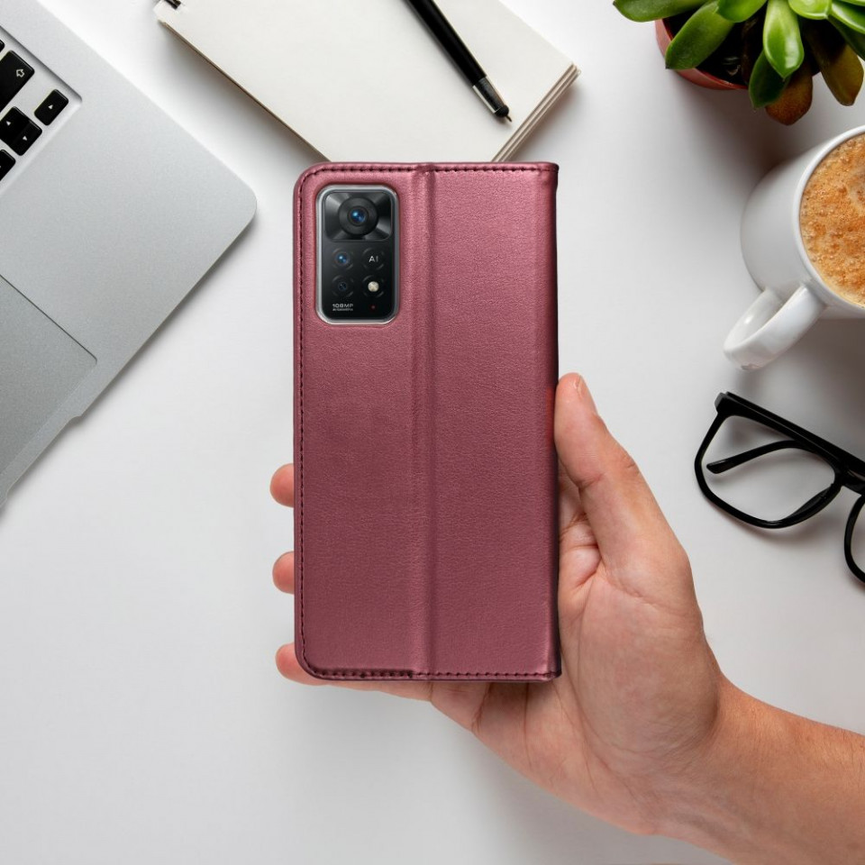 Husa pentru Redmi 10C tip carte, Skyddar Smart Magnet - Burgundy - 3 | YEO