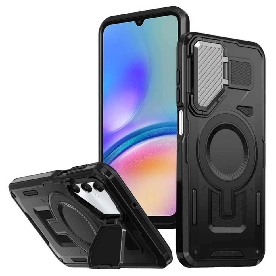 Husa pentru Samsung Galaxy A05s, SKYDDAR INNOVATION, CamVault MagSafe cu Protectie Camera, set cu sticker, Negru
