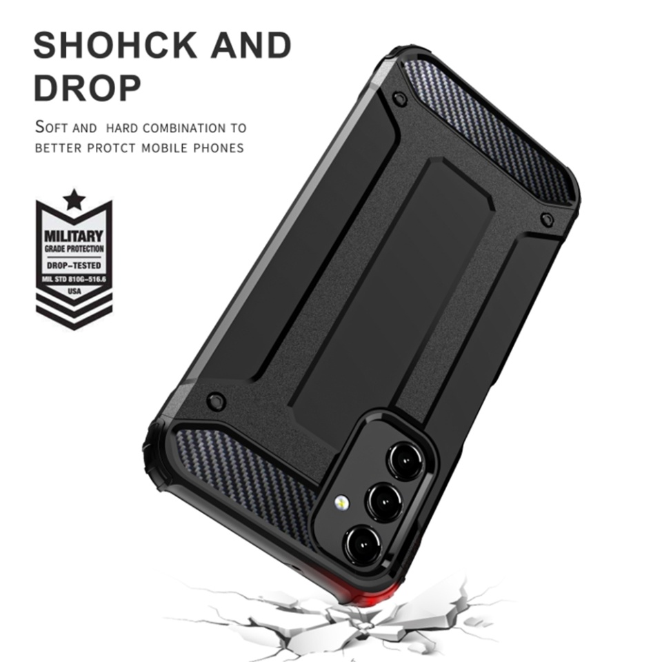 Husa pentru Samsung Galaxy A05s, SKYDDAR INNOVATION, Hybrid Armor, din Plastic Dur, Margini Cauciucate, Antisoc, set cu sticker, Negru - 2 | YEO