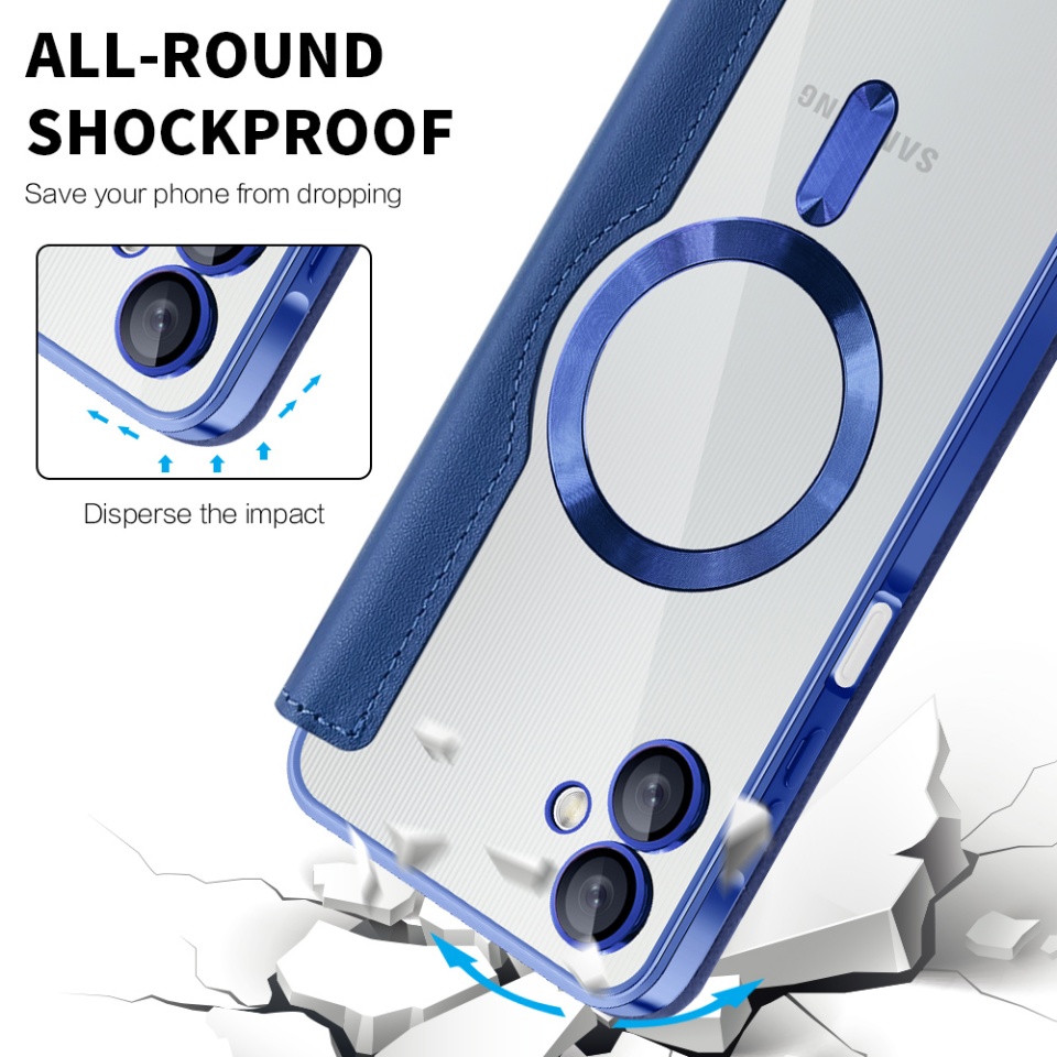 Husa pentru Samsung Galaxy A06 tip carte, SKYDDAR INOVATION, SmartMag Book, Magsafe, RFiD, Suport Carduri, set cu sticker, Albastru - 3 | YEO