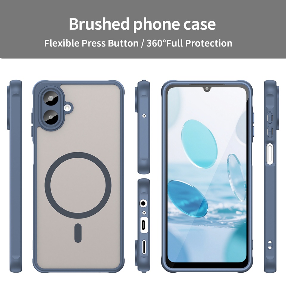 Husa pentru Samsung Galaxy A07 4G, SKYDDAR INNOVATION, HaloFrost MagSafe II, Antisoc, set cu sticker, Bleumarin - 2 | YEO