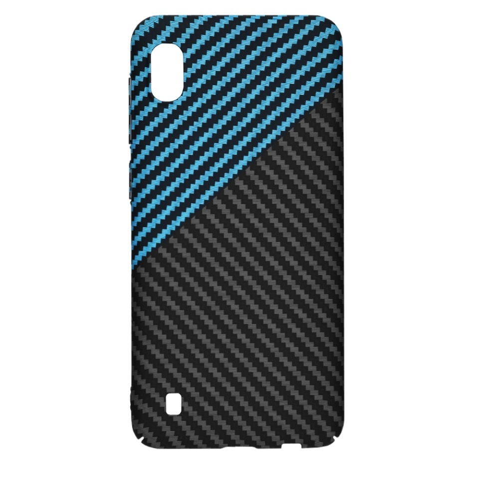 Husa pentru Samsung Galaxy A10, SKYDDAR INNOVATION, textura carbon, Carbonite FiberShell, set cu sticker, Bleu, - 3 | YEO