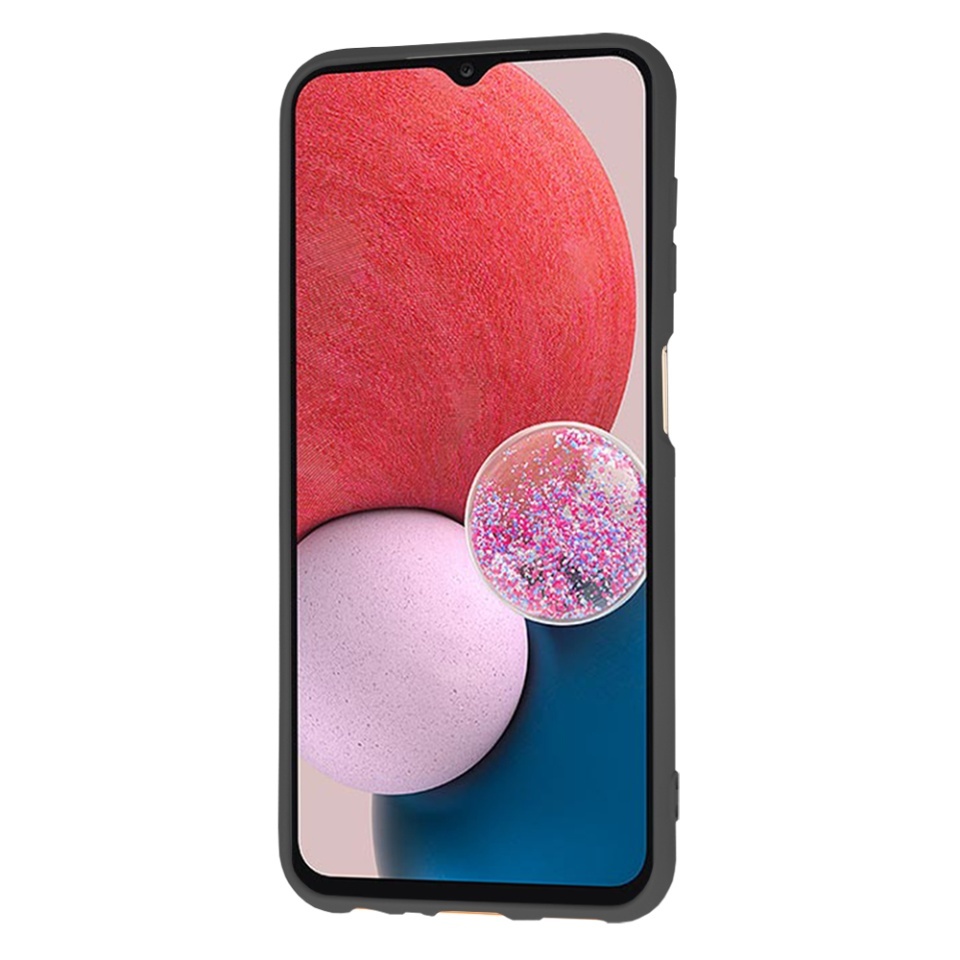 Husa pentru Samsung Galaxy A13 4G, SKYDDAR INNOVATION, din Silicon Catifelat, SoftElegance, set cu sticker, Negru - 1 | YEO