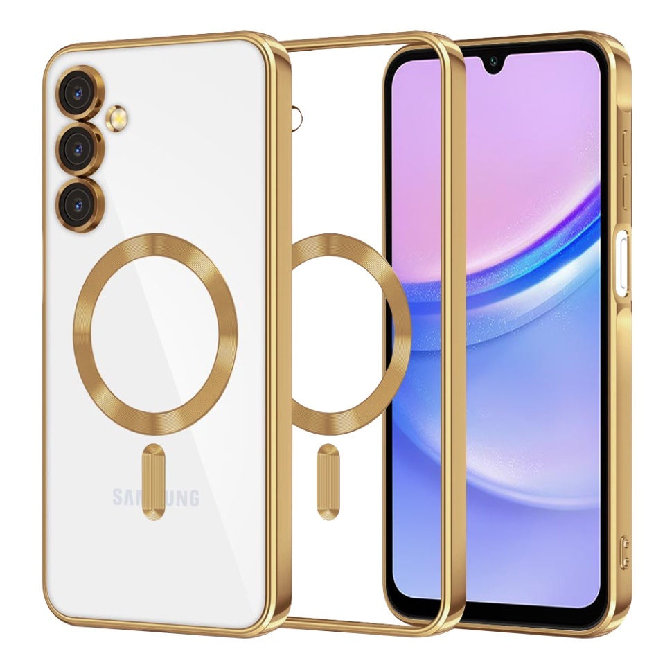 Husa pentru Samsung Galaxy A15 4G / Galaxy A15 5G, SKYDDAR INNOVATION, Luxury Shield Magsafe, Protectie Antisoc, set cu sticker, Auriu