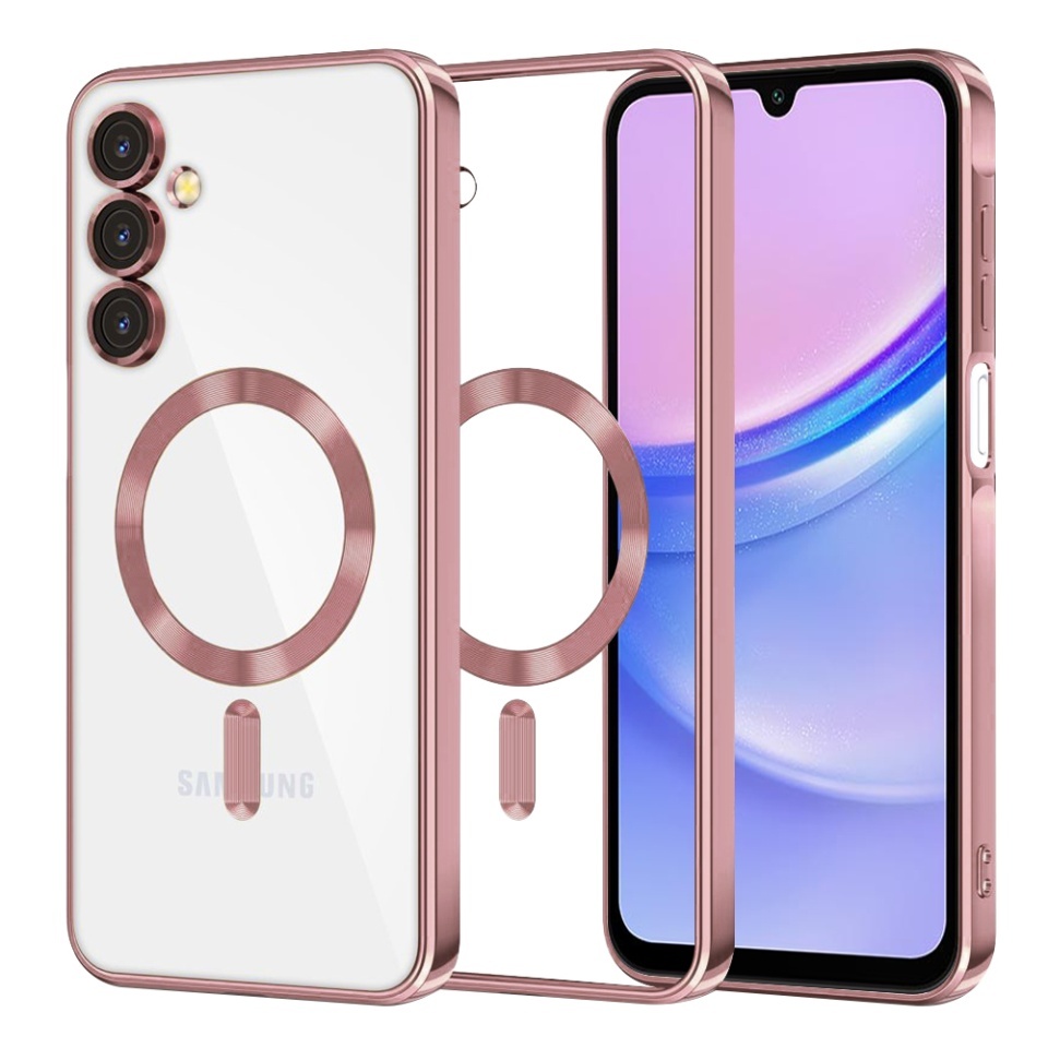 Husa pentru Samsung Galaxy A15 4G / Galaxy A15 5G, SKYDDAR INNOVATION, Luxury Shield Magsafe, Protectie Antisoc, set cu sticker, Roz