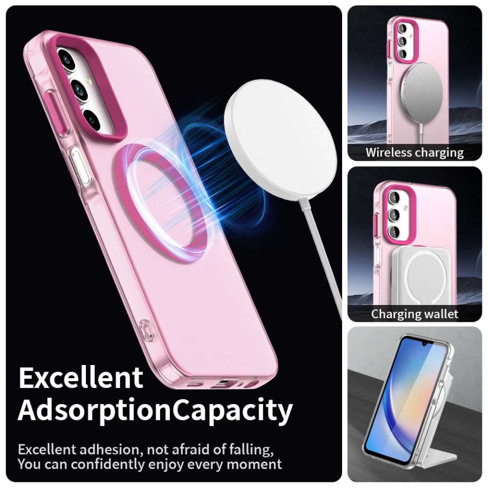 Husa pentru Samsung Galaxy A15 4G / Galaxy A15 5G, SKYDDAR INOVATION, CandyCase, Magsafe, set cu sticker, Roz - 3 | YEO