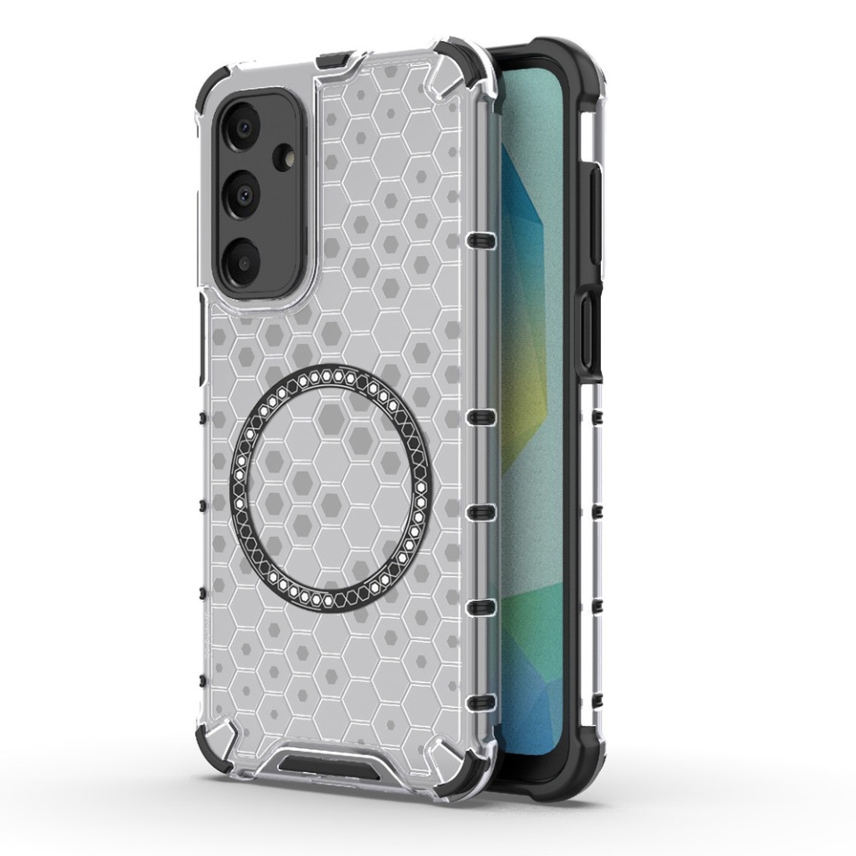 Husa pentru Samsung Galaxy A16 4G / Galaxy A16 5G, SKYDDAR INNOVATION, HoneyComb Shield MagSafe, Alb, set cu sticker