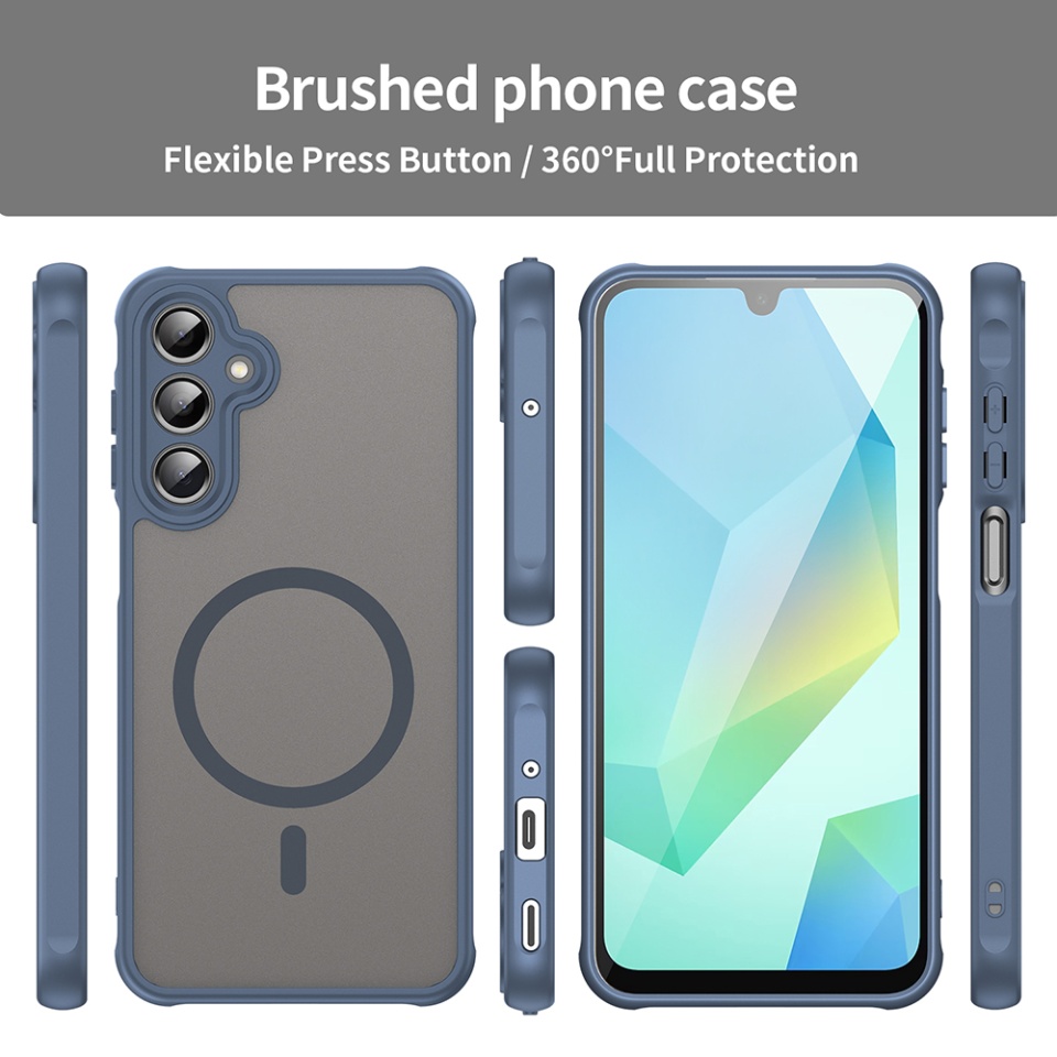 Husa pentru Samsung Galaxy A16 4G / Galaxy A16 5G, SKYDDAR INNOVATION, HaloFrost MagSafe II, Antisoc, set cu sticker, Bleumarin - 2 | YEO