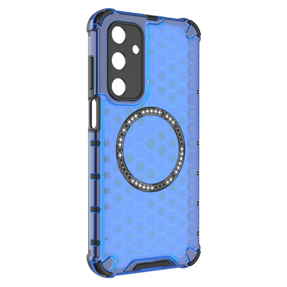 Husa pentru Samsung Galaxy A16 4G / Galaxy A16 5G, SKYDDAR INNOVATION, HoneyComb Shield MagSafe, Antisoc, set cu sticker, Albastru - 2 | YEO