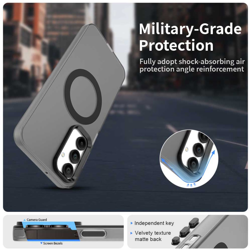 Husa pentru Samsung Galaxy A16 4G / Galaxy A16 5G, SKYDDAR INOVATION, CandyCase, Magsafe, set cu sticker, Negru - 1 | YEO