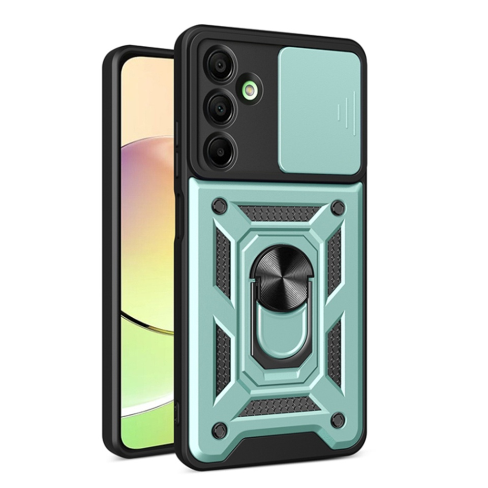 Husa pentru Samsung Galaxy A16 cu inel magnetic si protectie camera Skyddar CamShield - Verde