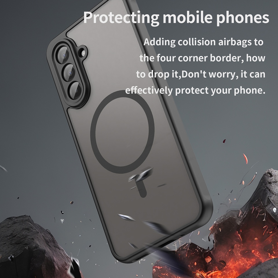 Husa pentru Samsung Galaxy A17 5G, SKYDDAR INNOVATION, HaloFrost MagSafe II, Antisoc, set cu sticker, Negru - 3 | YEO