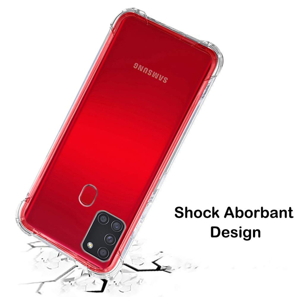 Husa pentru Samsung Galaxy A21s , SKYDDAR INNOVATION, Shockproof Clear din Silicon Slim, Transparenta, set cu sticker - 1 | YEO