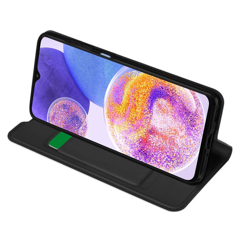 Husa pentru Samsung Galaxy A23 / Galaxy A23 5G, SKYDDAR INNOVATION, Magskin Book, tip Carte cu Portofel Interior, set cu sticker, Negru - 1 | YEO