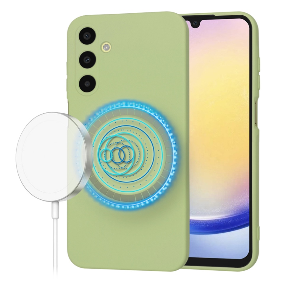 Husa pentru Samsung Galaxy A25 5G din Silicon Catifelat, Protectie Premium, Skyddar SoftElegance Magsafe - Verde