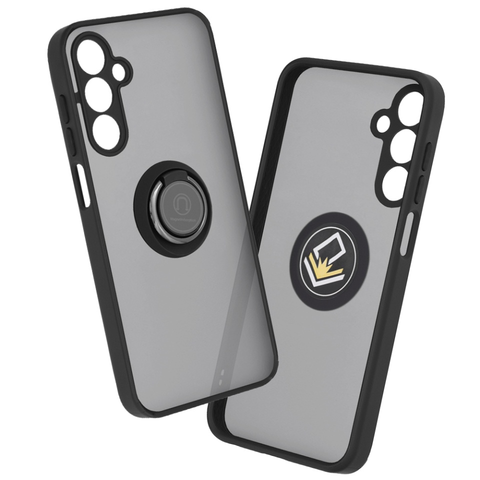 Husa pentru Samsung Galaxy A25 5G, SKYDDAR INNOVATION, Glinth+ cu Inel Rotativ 360°, Compatibilitate Magnetica, Negru, set cu sticker