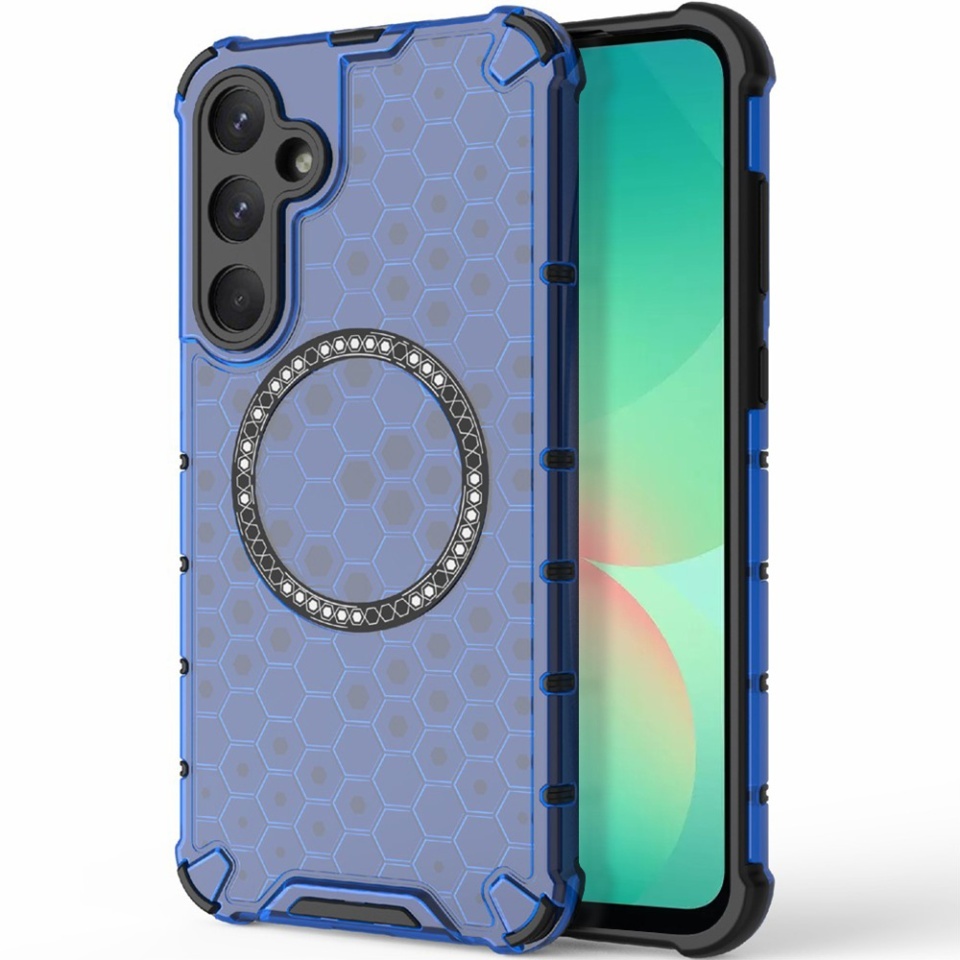 Husa pentru Samsung Galaxy A26 5G, SKYDDAR INNOVATION, HoneyComb Shield MagSafe, Antisoc, set cu sticker, Albastru