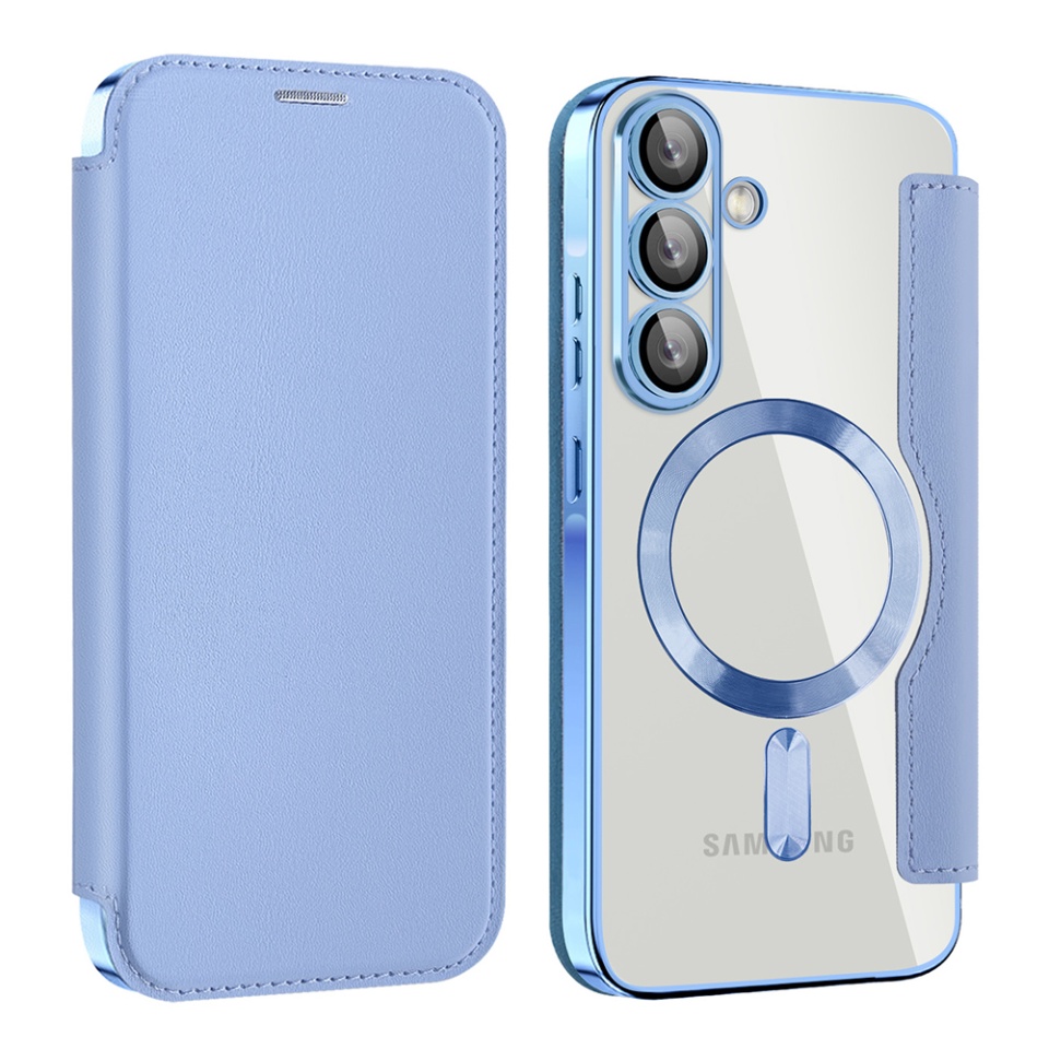 Husa pentru Samsung Galaxy A26 5G tip carte, SKYDDAR INOVATION, SmartMag Book, Magsafe, RFiD, Suport Carduri, set cu sticker, Bleu - 1 | YEO