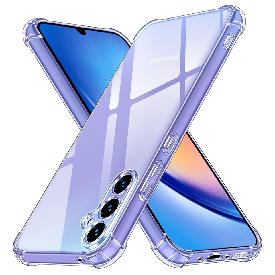 Husa pentru Samsung Galaxy A34 5G , SKYDDAR INNOVATION, Shockproof Clear din Silicon Slim, Transparenta, set cu sticker