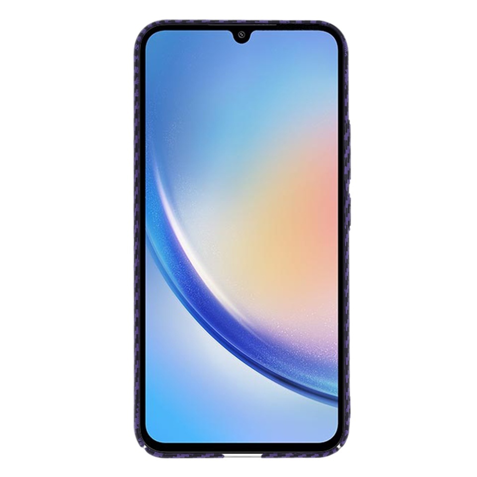 Husa pentru Samsung Galaxy A34 5G, SKYDDAR INNOVATION, textura carbon, Carbonite FiberShell, set cu sticker, Mov, - 1 | YEO