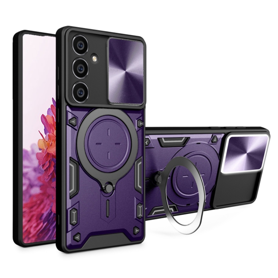 Husa pentru Samsung Galaxy A54, cu inel magnetic si suport ajustabil, protecție completa camera, SKDR SafeCover - Mov