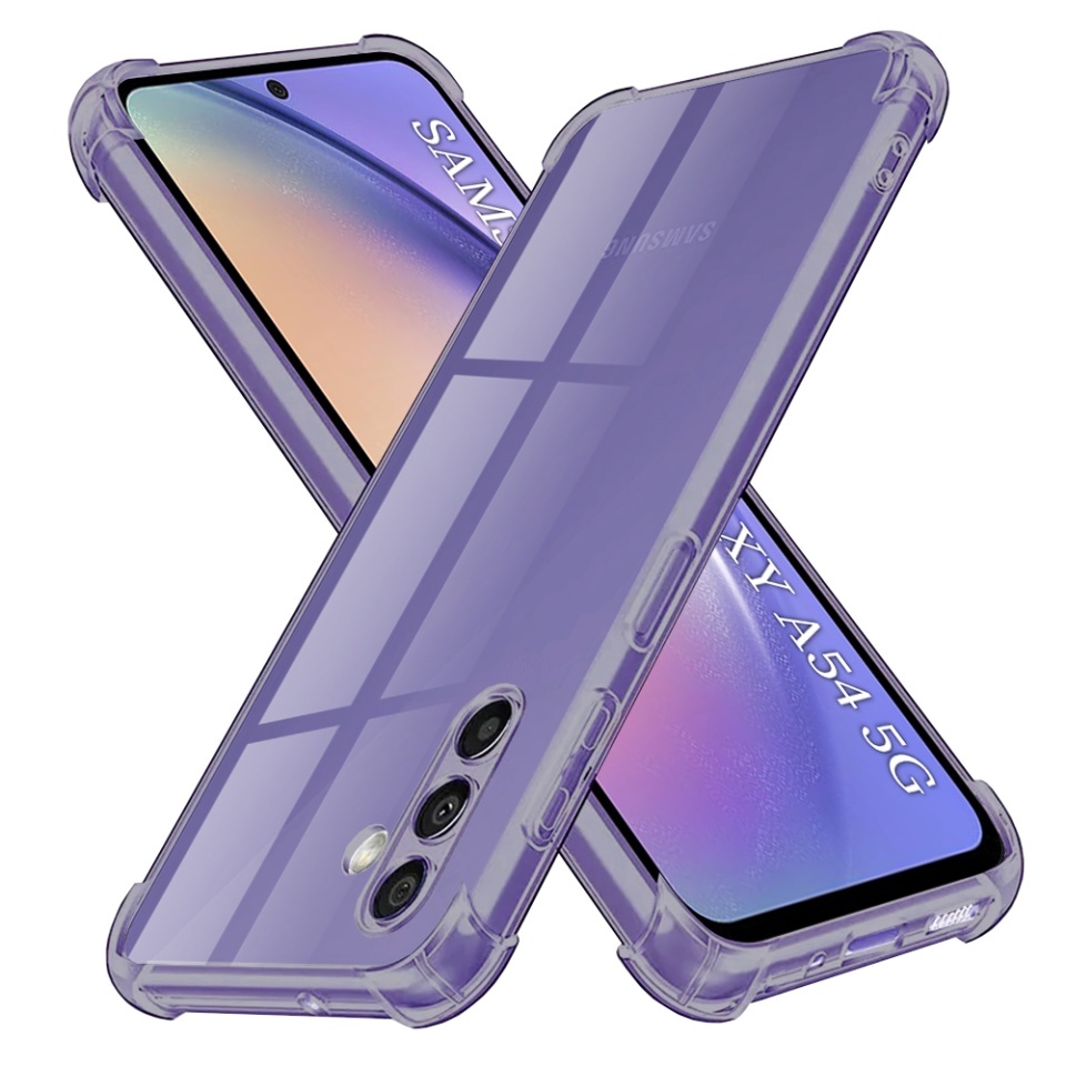 Husa pentru Samsung Galaxy A54, SKYDDAR INNOVATION, Shockproof Clear Silicone, Silicon Slim, set cu sticker, Fumuriu
