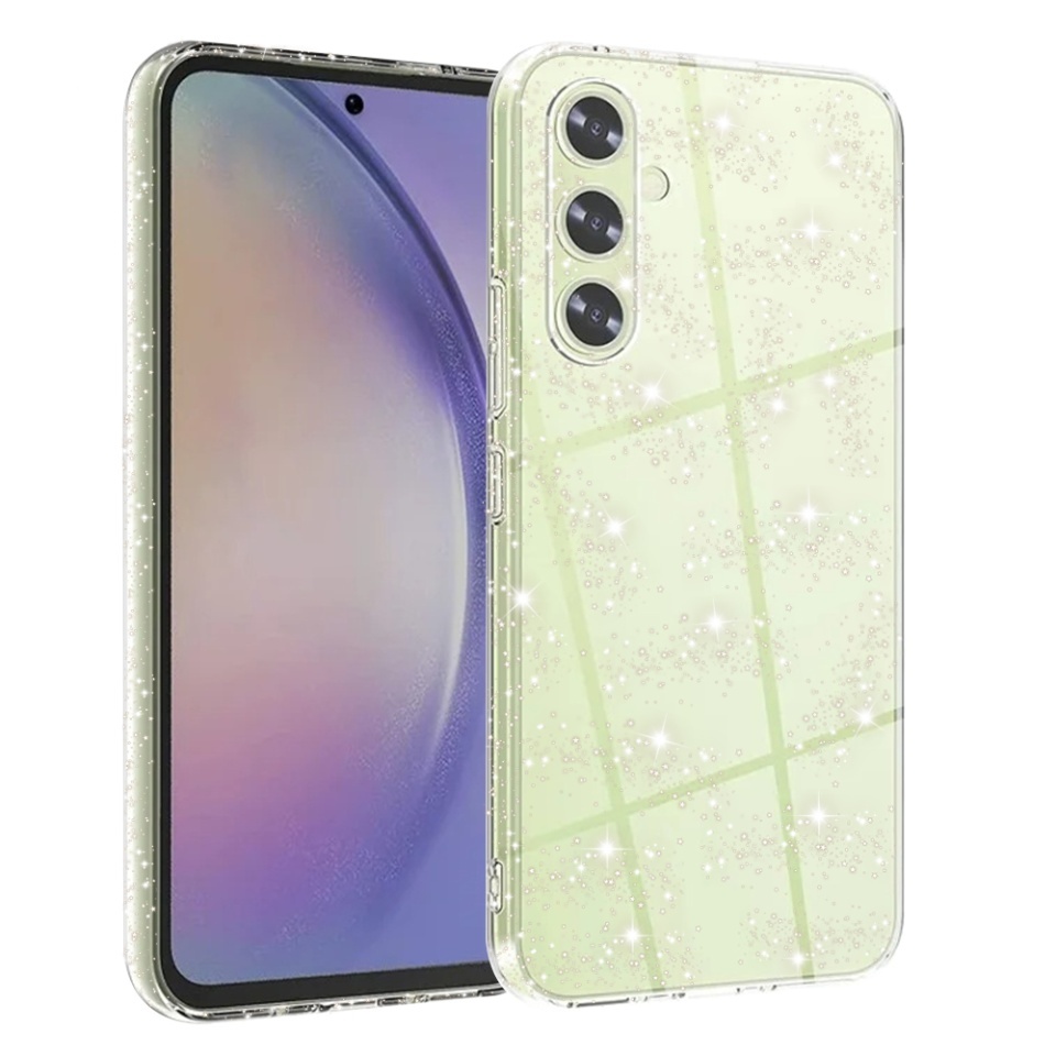 Husa pentru Samsung Galaxy A54, SKYDDAR INNOVATION, SparkleSkin din Silicon TPU cu Sclipici, Design Elegant, set cu sticker, Transparenta
