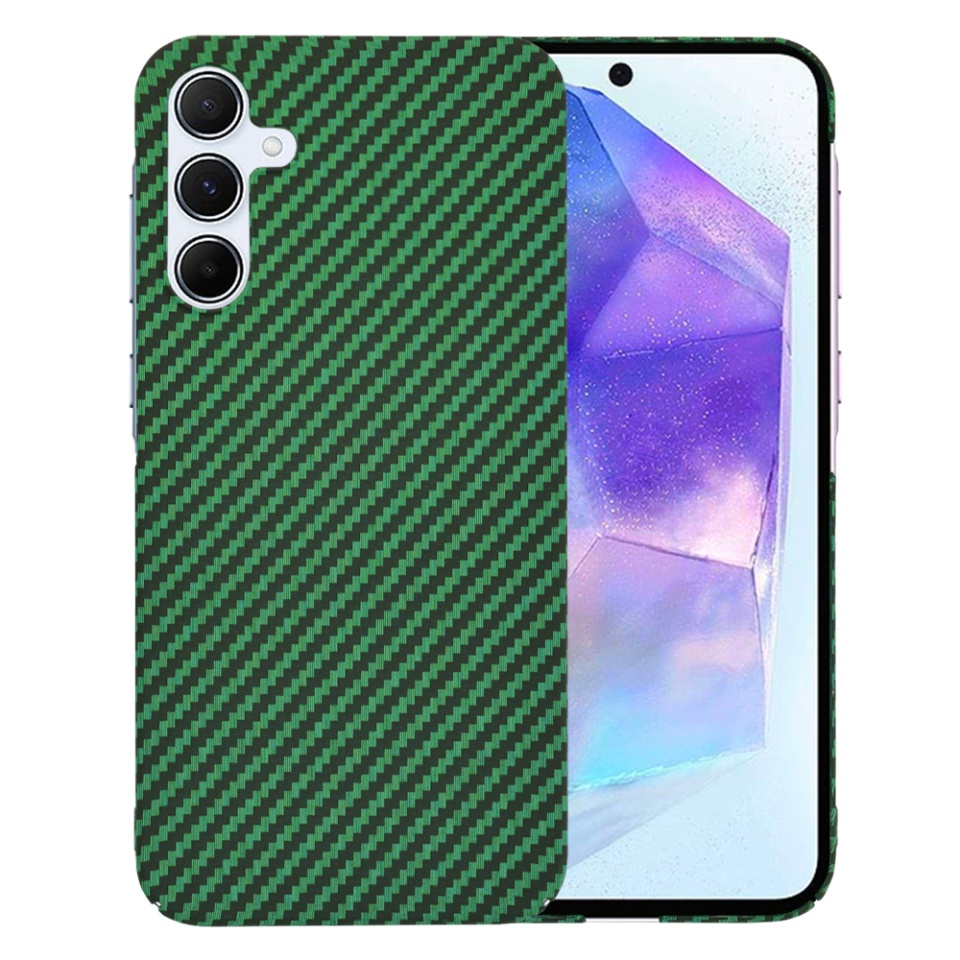 Husa pentru Samsung Galaxy A55 5G, SKYDDAR INNOVATION, Carbonite FiberShell, Verde, set cu sticker - 1 | YEO