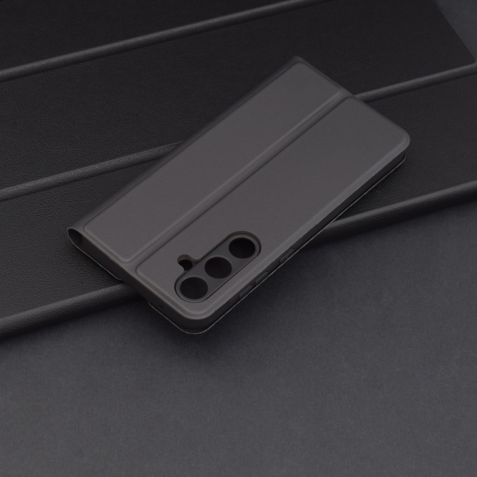 Husa pentru Samsung Galaxy A55 5G, SKYDDAR INNOVATION, Magskin Book, tip Carte cu Portofel Interior, Negru, set cu sticker - 3 | YEO