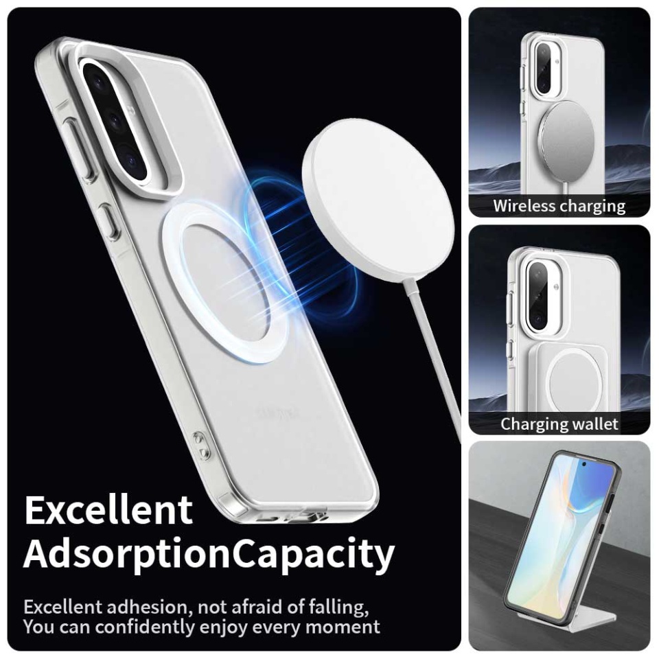 Husa pentru Samsung Galaxy A56 5G, SKYDDAR INOVATION, CandyCase, Magsafe, set cu sticker, Alb - 3 | YEO