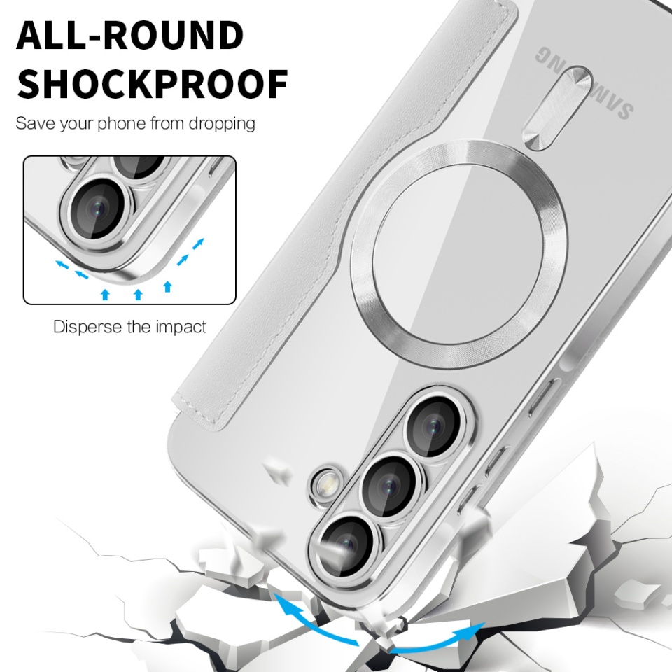 Husa pentru Samsung Galaxy A56 5G tip carte, SKYDDAR INOVATION, SmartMag Book, Magsafe, RFiD, Suport Carduri, set cu sticker, Gri - 3 | YEO