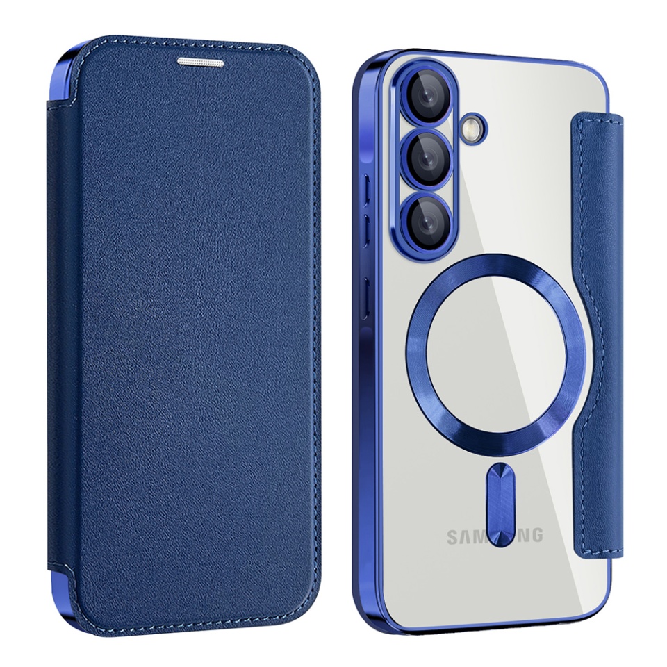 Husa pentru Samsung Galaxy A56 5G tip carte, SKYDDAR INOVATION, SmartMag Book, Magsafe, RFiD, Suport Carduri, set cu sticker, Albastru - 1 | YEO