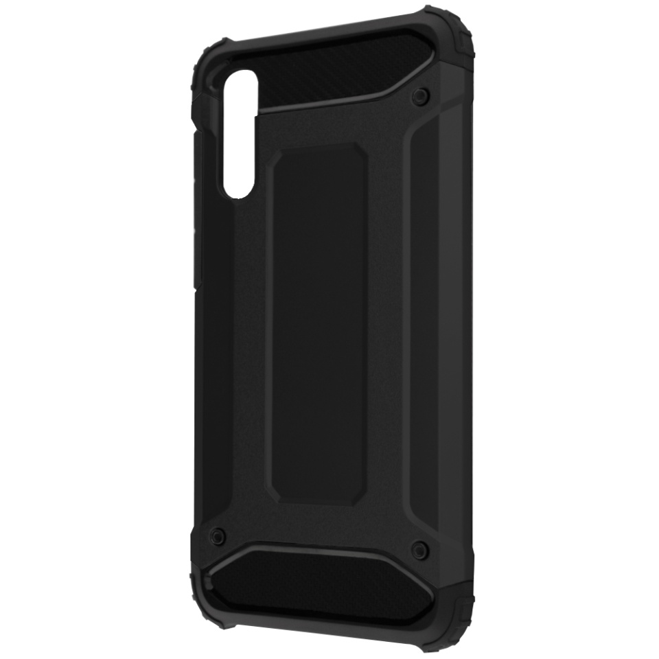 Husa pentru Samsung Galaxy A70 / Galaxy A70s, SKYDDAR INNOVATION, Hybrid Armor, din Plastic Dur, Margini Cauciucate, Antisoc, set cu sticker, Negru - 3 | YEO