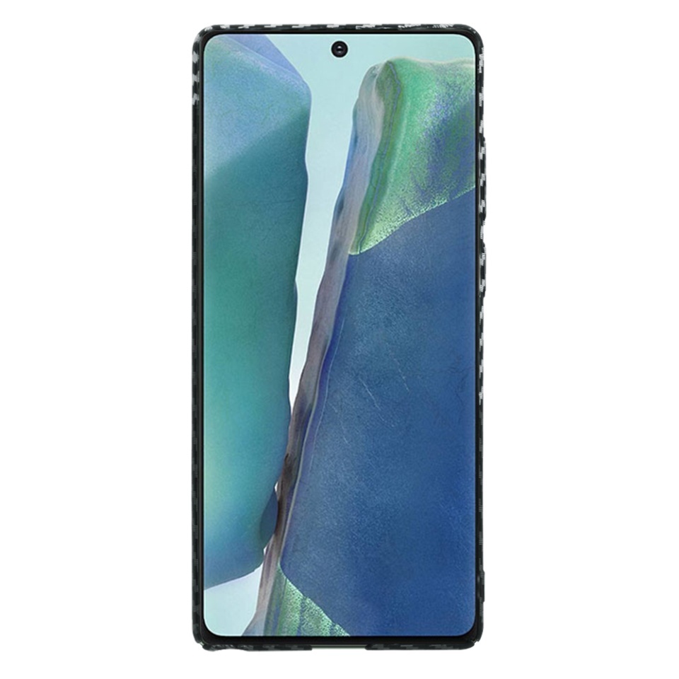 Husa pentru Samsung Galaxy Note 20 / Galaxy Note 20 5G, SKYDDAR INNOVATION, textura carbon, Carbonite FiberShell, set cu sticker, Gri, - 1 | YEO