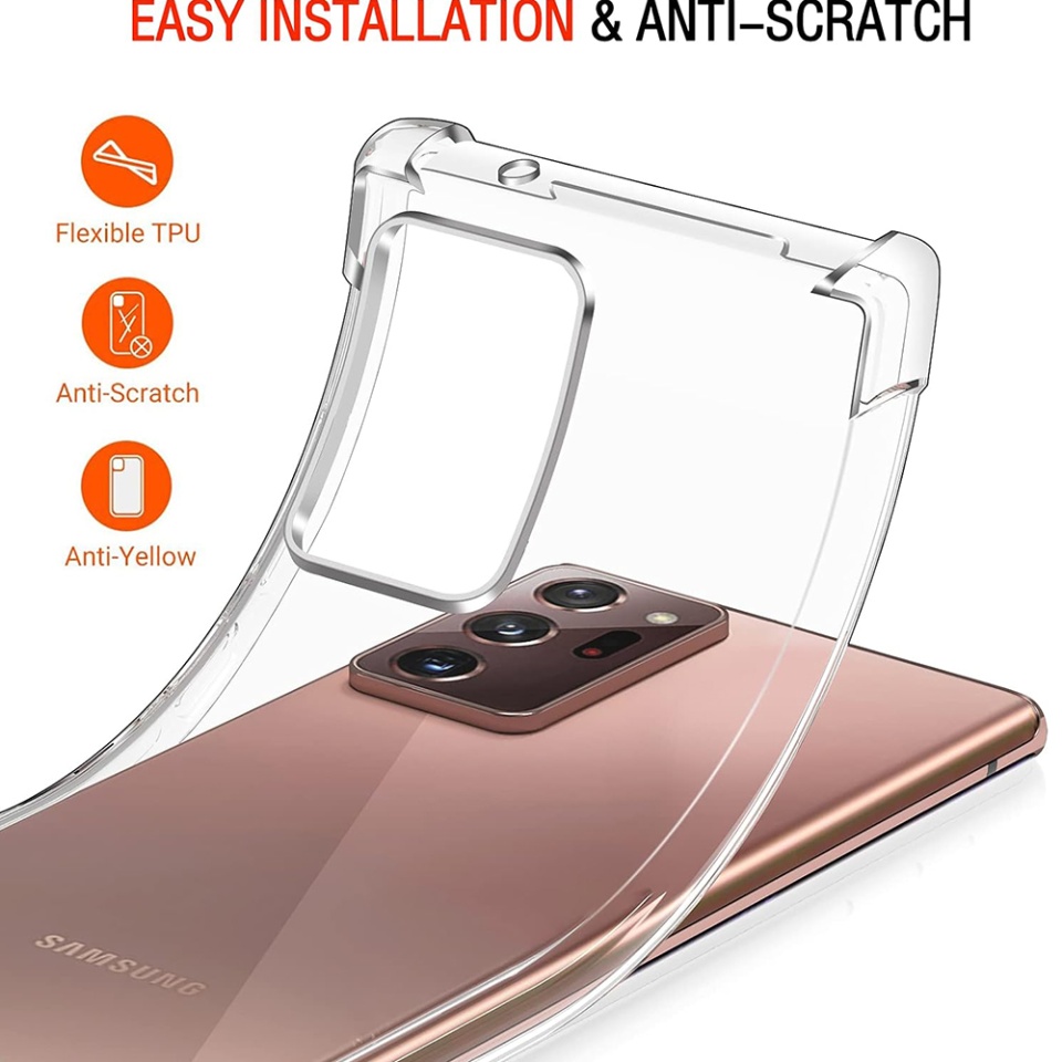 Husa pentru Samsung Galaxy Note 20 Ultra 5G / Galaxy Note 20 Ultra , SKYDDAR INNOVATION, Shockproof Clear din Silicon Slim, Transparenta, set cu sticker - 3 | YEO