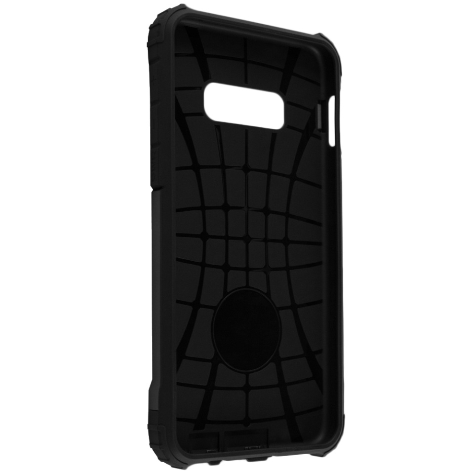 Husa pentru Samsung Galaxy S10e, SKYDDAR INNOVATION, Hybrid Armor, din Plastic Dur, Margini Cauciucate, Antisoc, set cu sticker, Negru - 2 | YEO