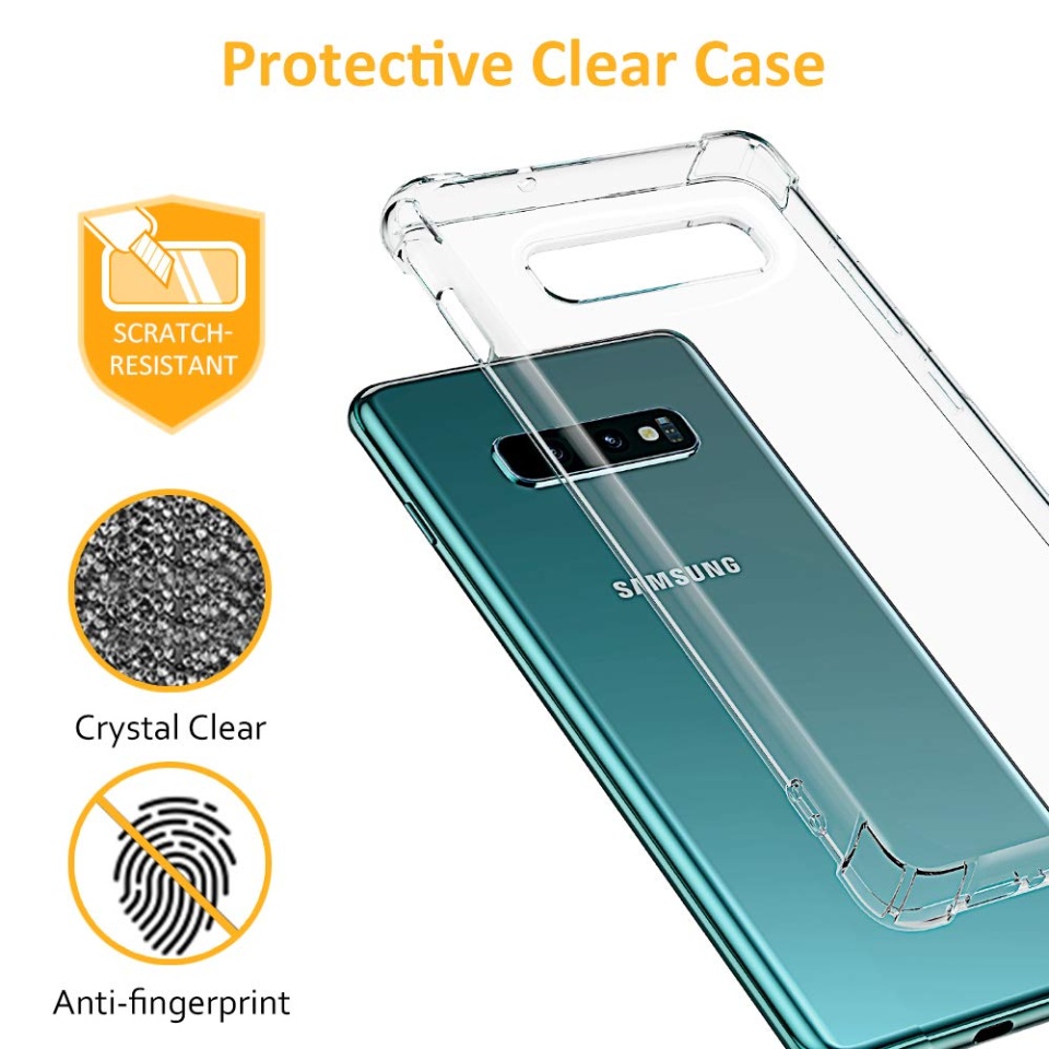 Husa pentru Samsung Galaxy S10e , SKYDDAR INNOVATION, Shockproof Clear din Silicon Slim, Transparenta, set cu sticker - 2 | YEO