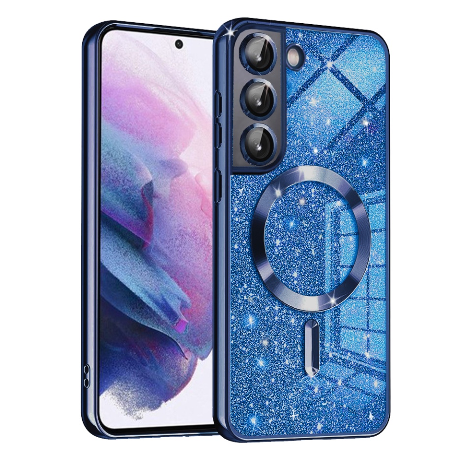 Husa pentru Samsung Galaxy S21 5G Design Antisoc, Fundal Detasabil 2-in-1, Protectie Superioara, Margini Ridicate, SKDR Glitter - Albastru
