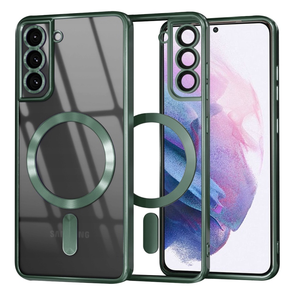 Husa pentru Samsung Galaxy S21 Plus 5G, SKYDDAR INNOVATION, Luxury Shield Magsafe, Protectie Antisoc, set cu sticker, Verde inchis