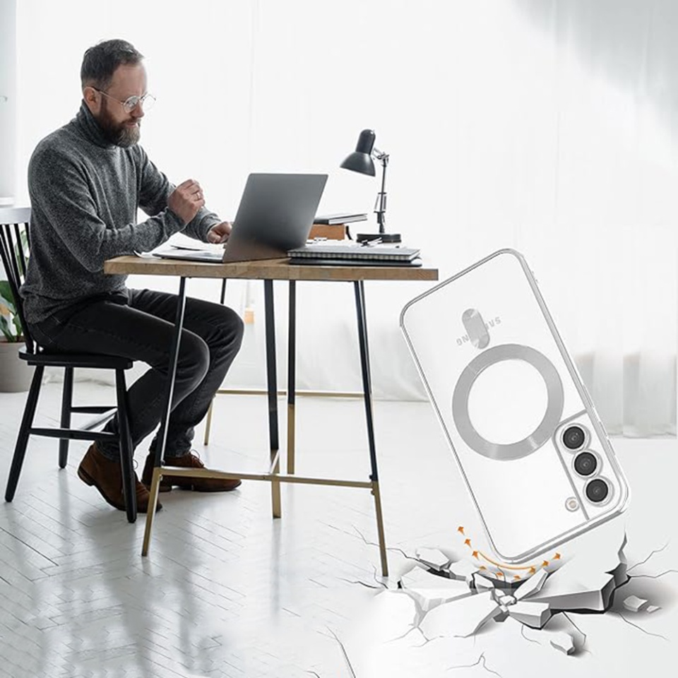 Husa pentru Samsung Galaxy S22 Plus 5G, SKYDDAR INNOVATION, Luxury Shield Magsafe, Protectie Antisoc, set cu sticker, Negru - 5