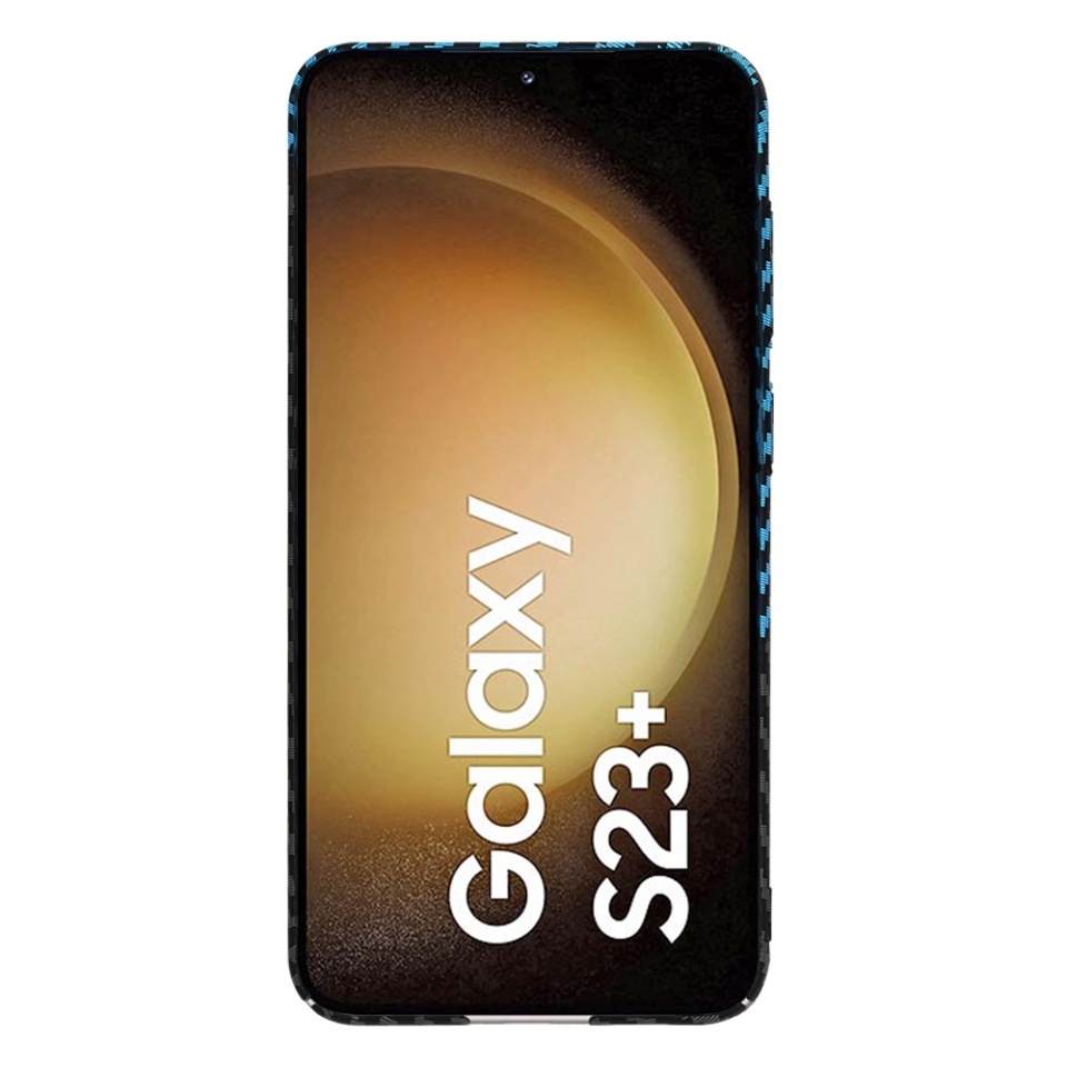 Husa pentru Samsung Galaxy S23 Plus, SKYDDAR INNOVATION, textura carbon, Carbonite FiberShell, set cu sticker, Bleu, - 1 | YEO