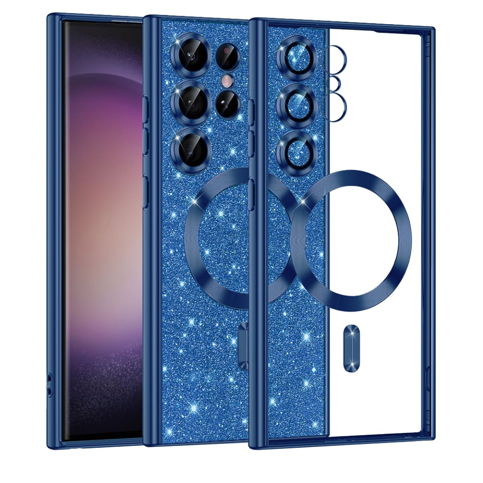 Husa pentru Samsung Galaxy S23 Ultra Design Antisoc, Fundal Detasabil 2-in-1, Protectie Superioara, Margini Ridicate, SKDR Glitter - Albastru