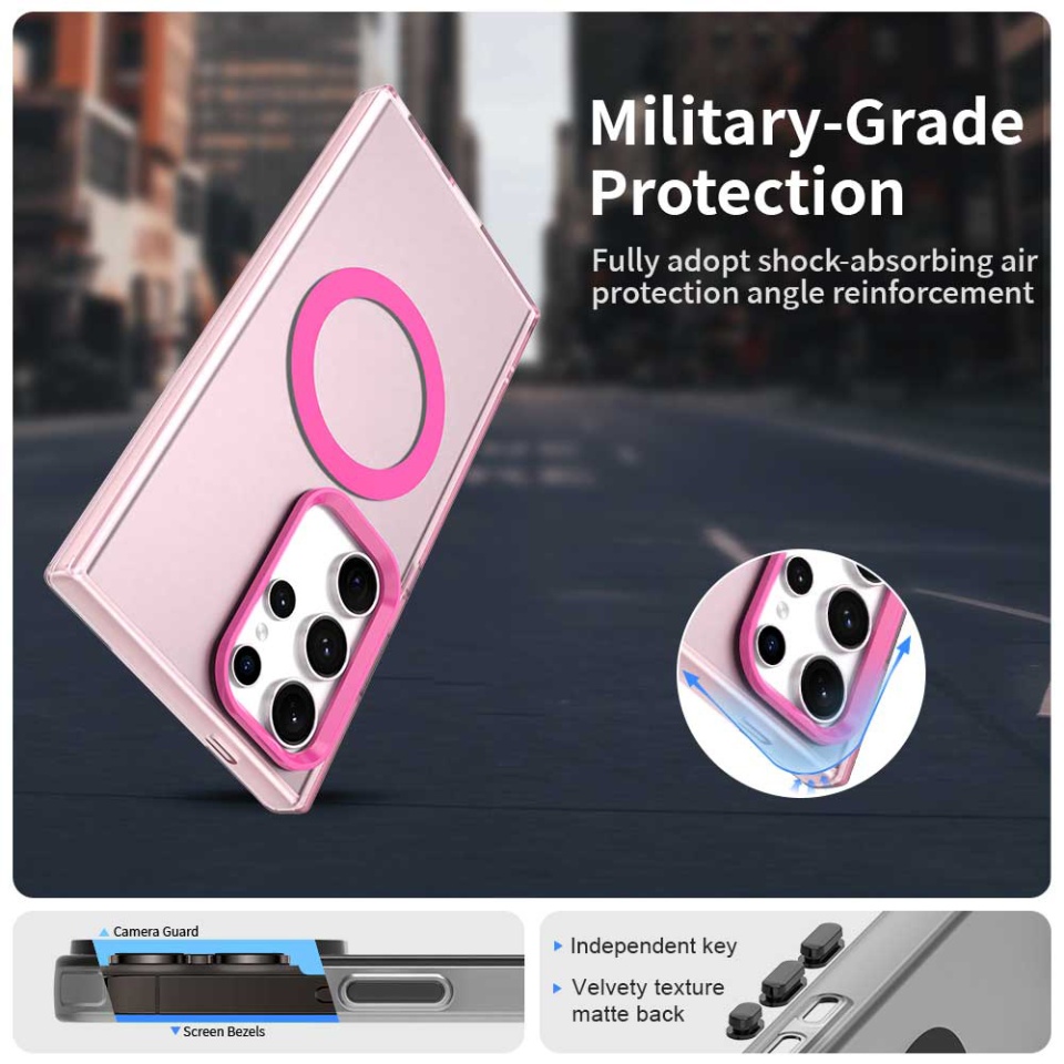 Husa pentru Samsung Galaxy S23 Ultra, SKYDDAR INOVATION, CandyCase, Magsafe, set cu sticker, Roz - 3 | YEO
