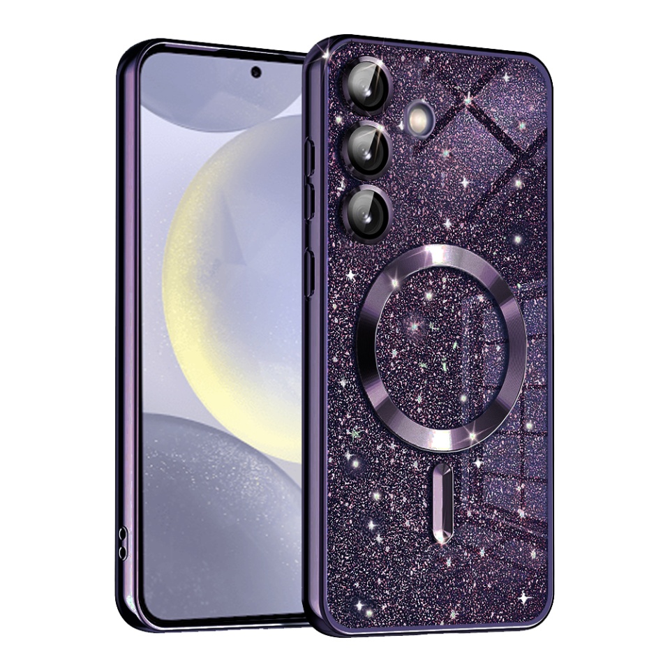 Husa pentru Samsung Galaxy S24 Design Antisoc, Fundal Detasabil 2-in-1, Protectie Superioara, Margini Ridicate, SKDR Glitter - Mov