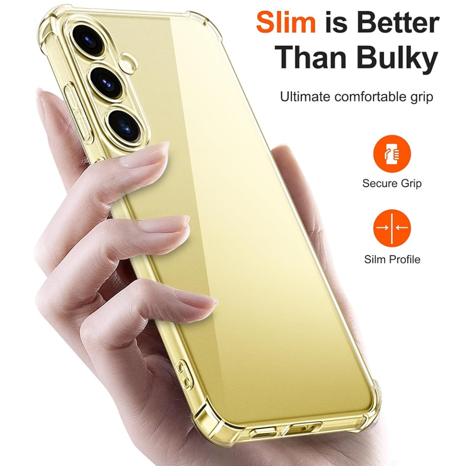 Husa pentru Samsung Galaxy S24 FE , SKYDDAR INNOVATION, Shockproof Clear din Silicon Slim, Transparenta, set cu sticker - 2 | YEO