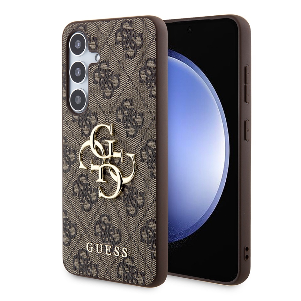 Husa pentru Samsung Galaxy S24 Plus, Guess 4G Metal Logo, Protectie Slim, Compatibila, Maro