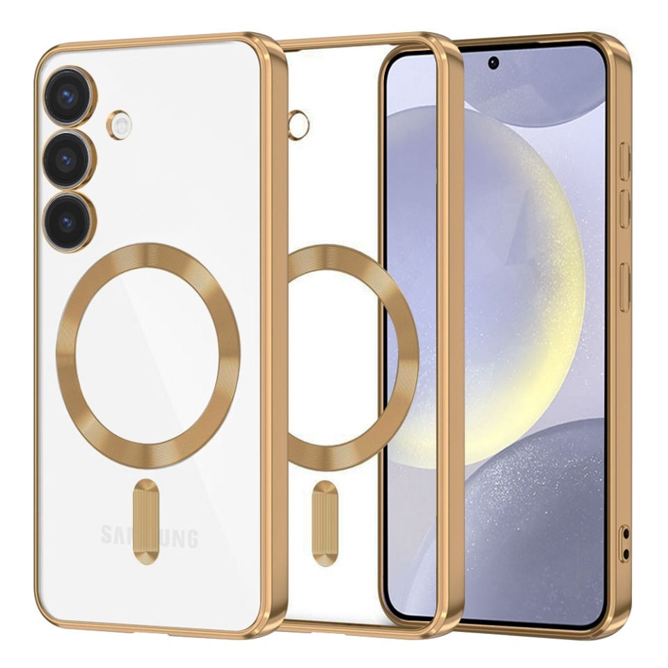 Husa pentru Samsung Galaxy S24 Plus, SKYDDAR INNOVATION, Luxury Shield Magsafe, Protectie Antisoc, set cu sticker, Auriu