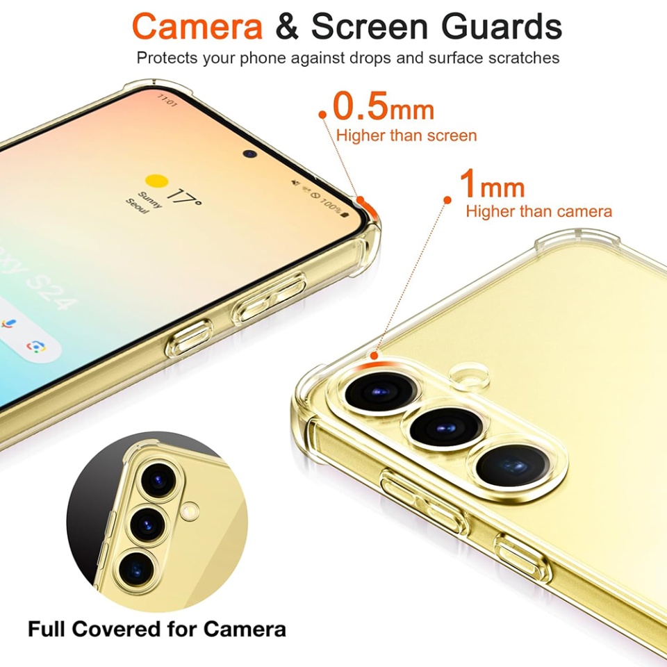 Husa pentru Samsung Galaxy S24 Plus , SKYDDAR INNOVATION, Shockproof Clear din Silicon Slim, Transparenta, set cu sticker - 2 | YEO