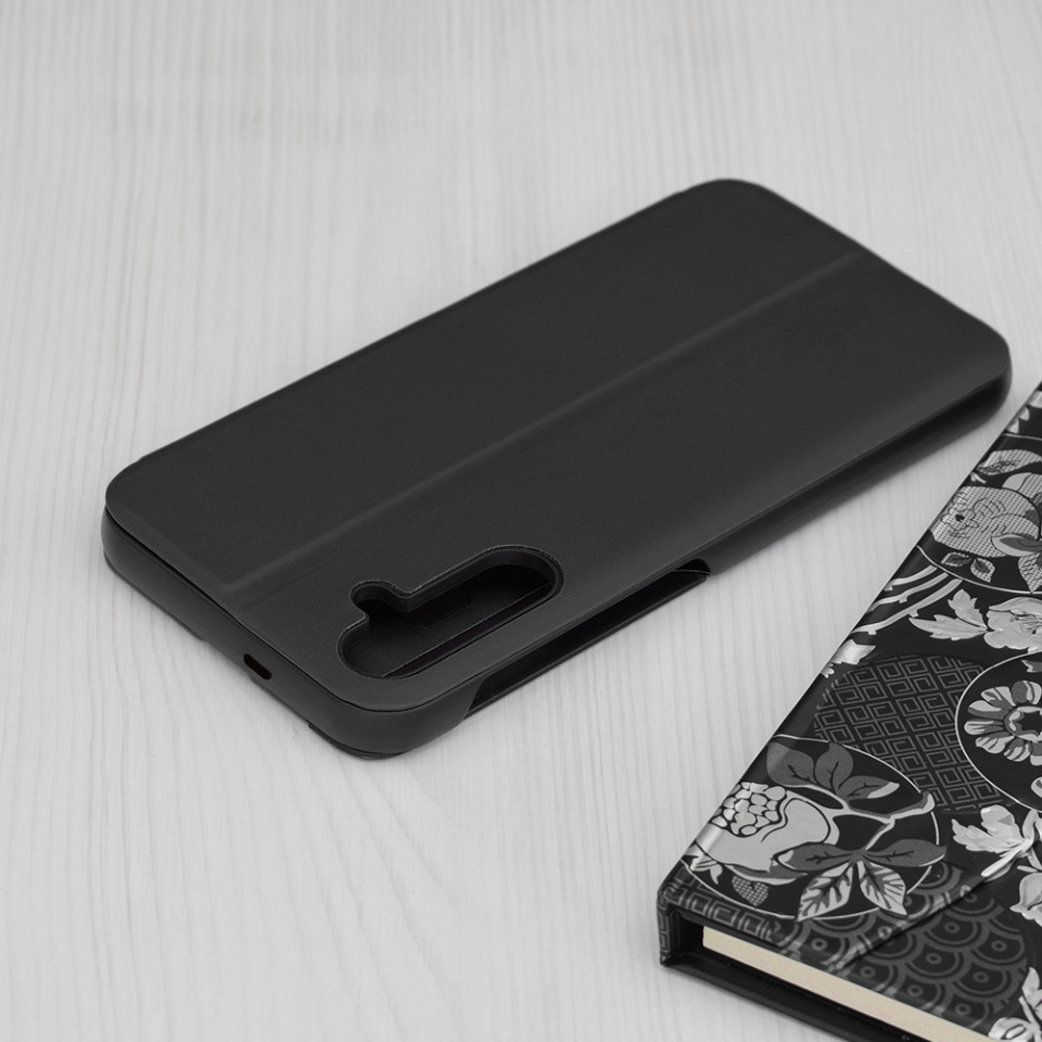 Husa pentru Samsung Galaxy S24 tip carte, Skyddar Eco View Leather - Negru - 1 | YEO